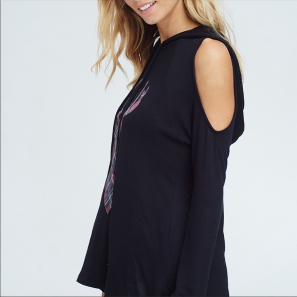 Christmas Reindeer Hoodie, Black & Red Xmas Top - Picture 3 of 6